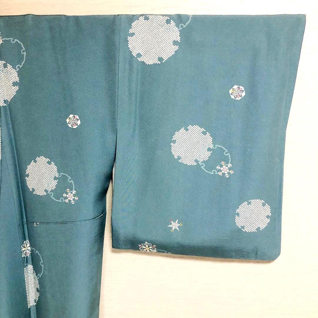 【美品　トールサイズ】小紋　雪　正絹　丹後　京友禅　袷　裄丈71 身丈174