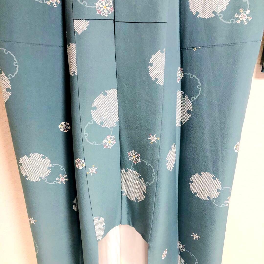 【美品　トールサイズ】小紋　雪　正絹　丹後　京友禅　袷　裄丈71 身丈174