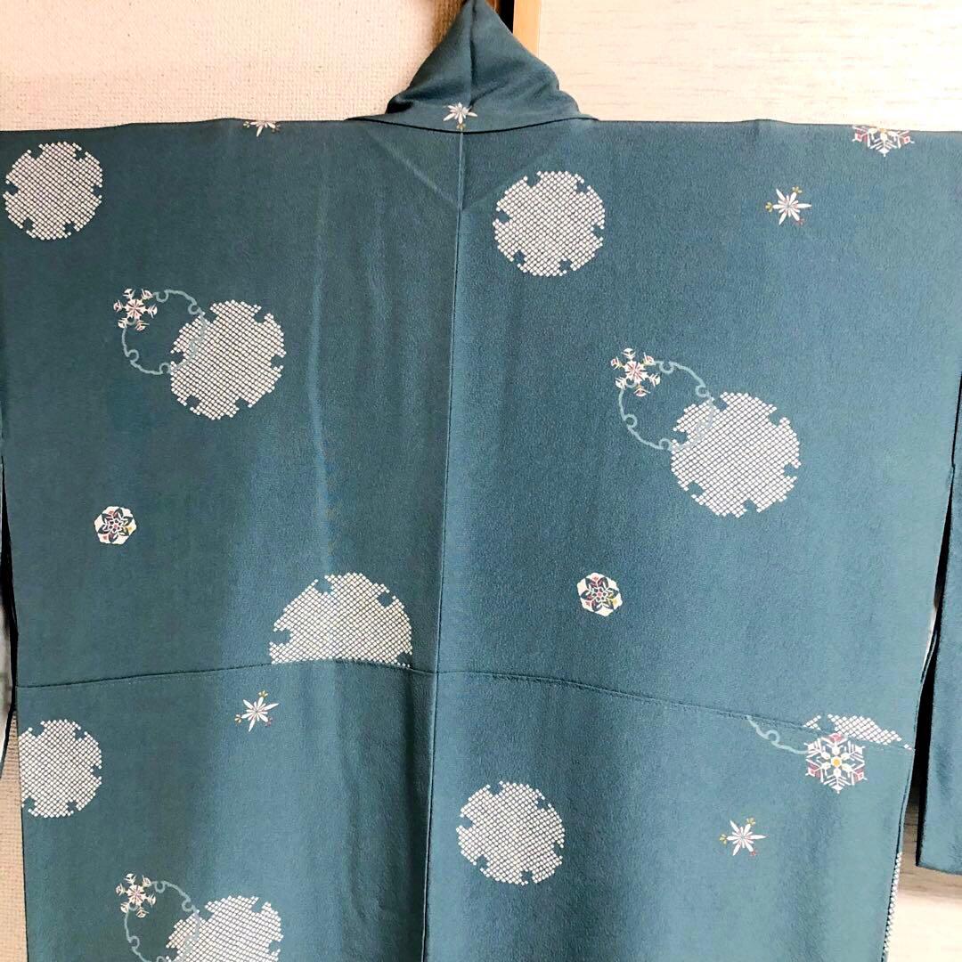 【美品　トールサイズ】小紋　雪　正絹　丹後　京友禅　袷　裄丈71 身丈174
