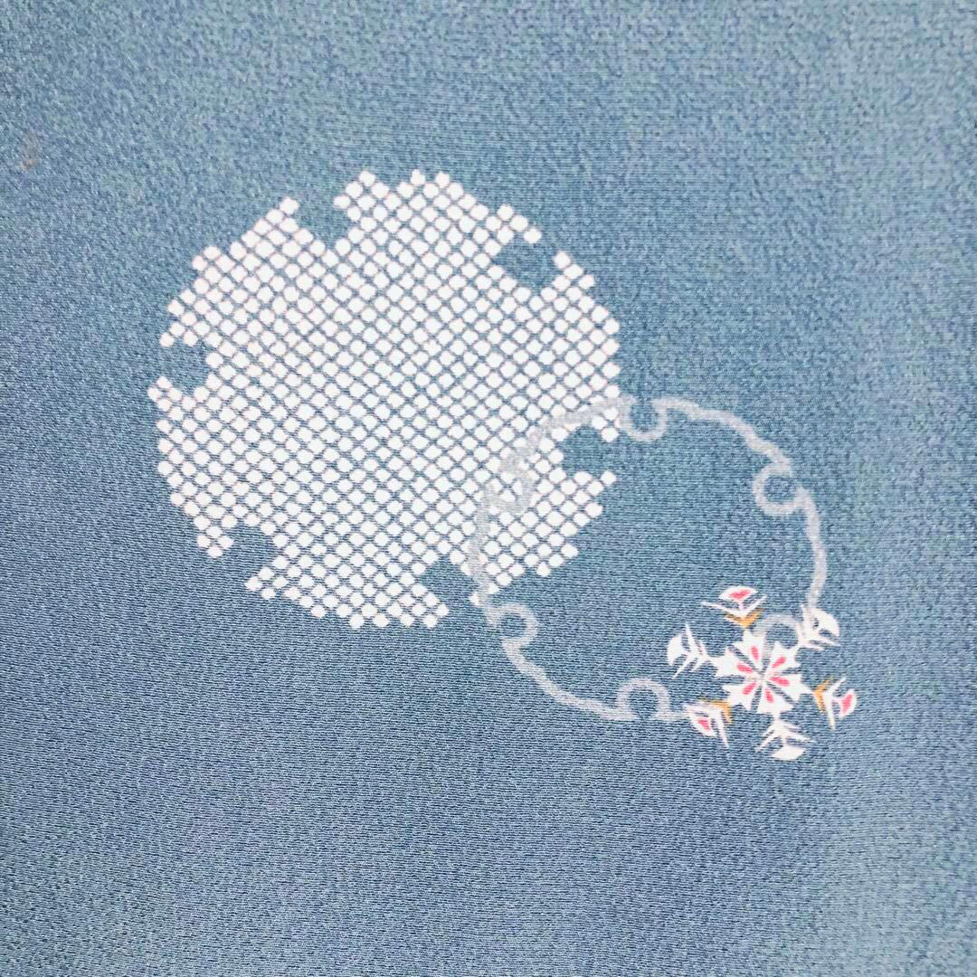 【美品　トールサイズ】小紋　雪　正絹　丹後　京友禅　袷　裄丈71 身丈174