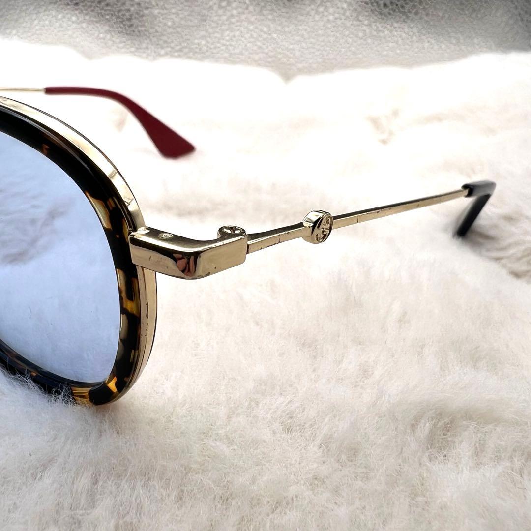 美品✨GUCCI インターロッキングG サングラス 金×青