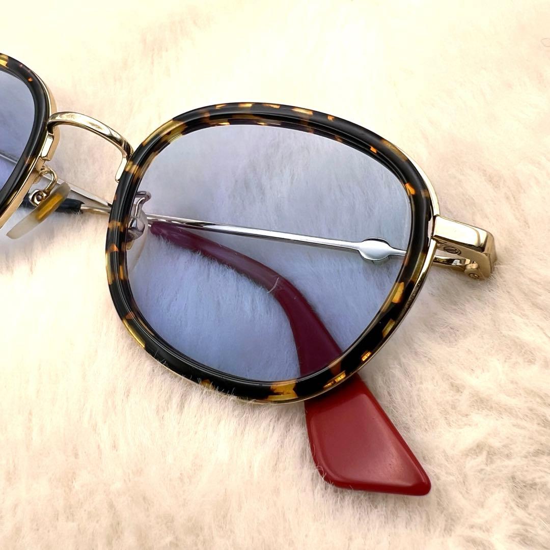 美品✨GUCCI インターロッキングG サングラス 金×青