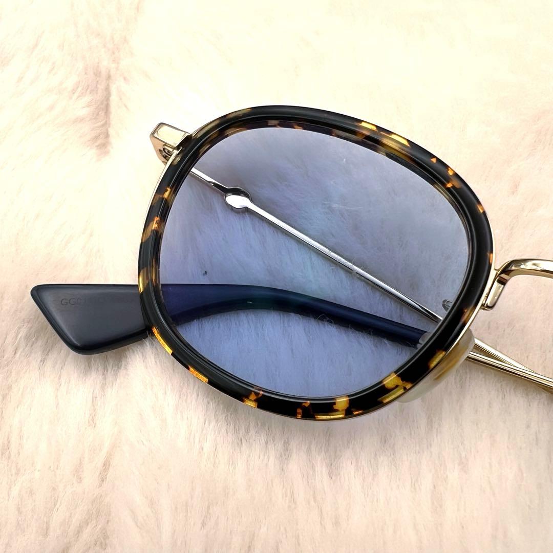 美品✨GUCCI インターロッキングG サングラス 金×青