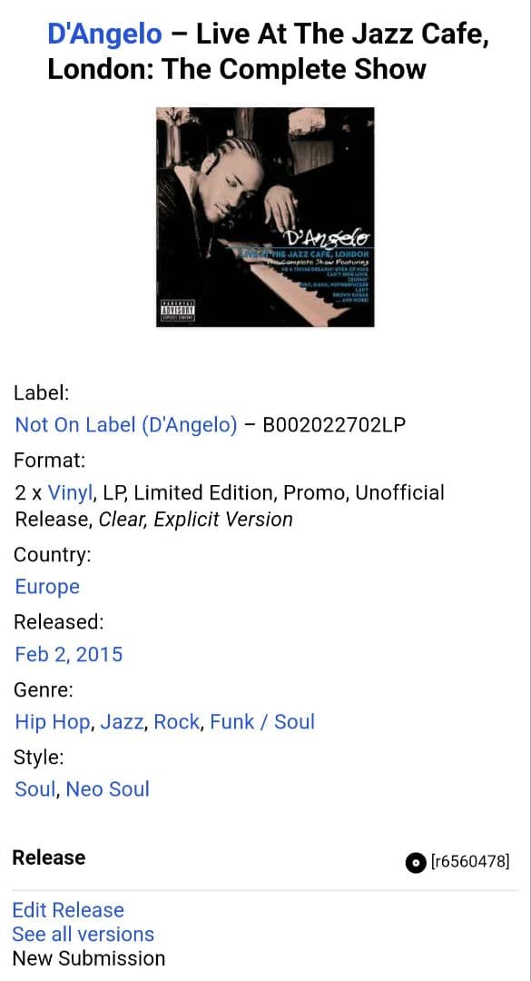 洋楽 LP D'Angelo Live At The Jazz Cafe London