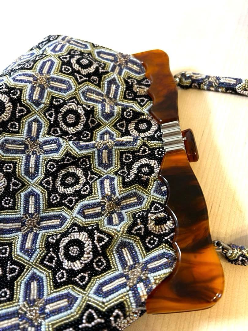 豪華 総ビーズ バッグ アンティーク　がま口