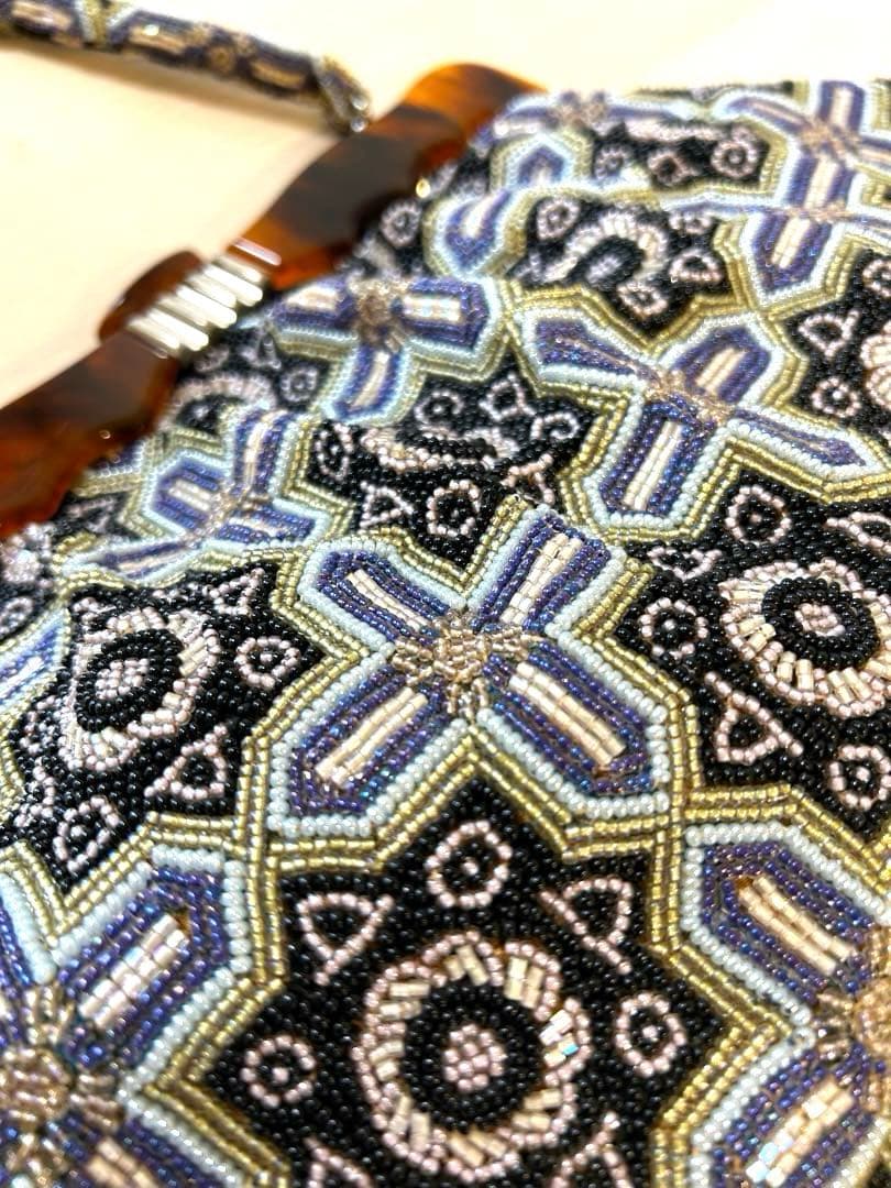 豪華 総ビーズ バッグ アンティーク　がま口