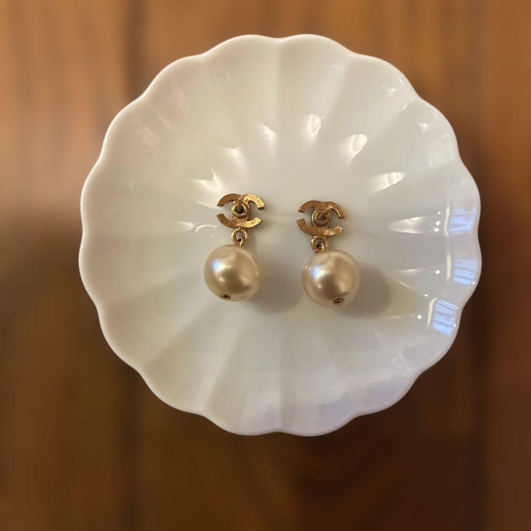 Chanel ゴールド パール ドロップピアス