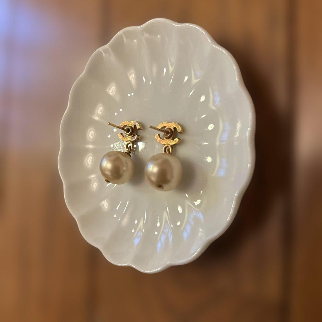 Chanel ゴールド パール ドロップピアス