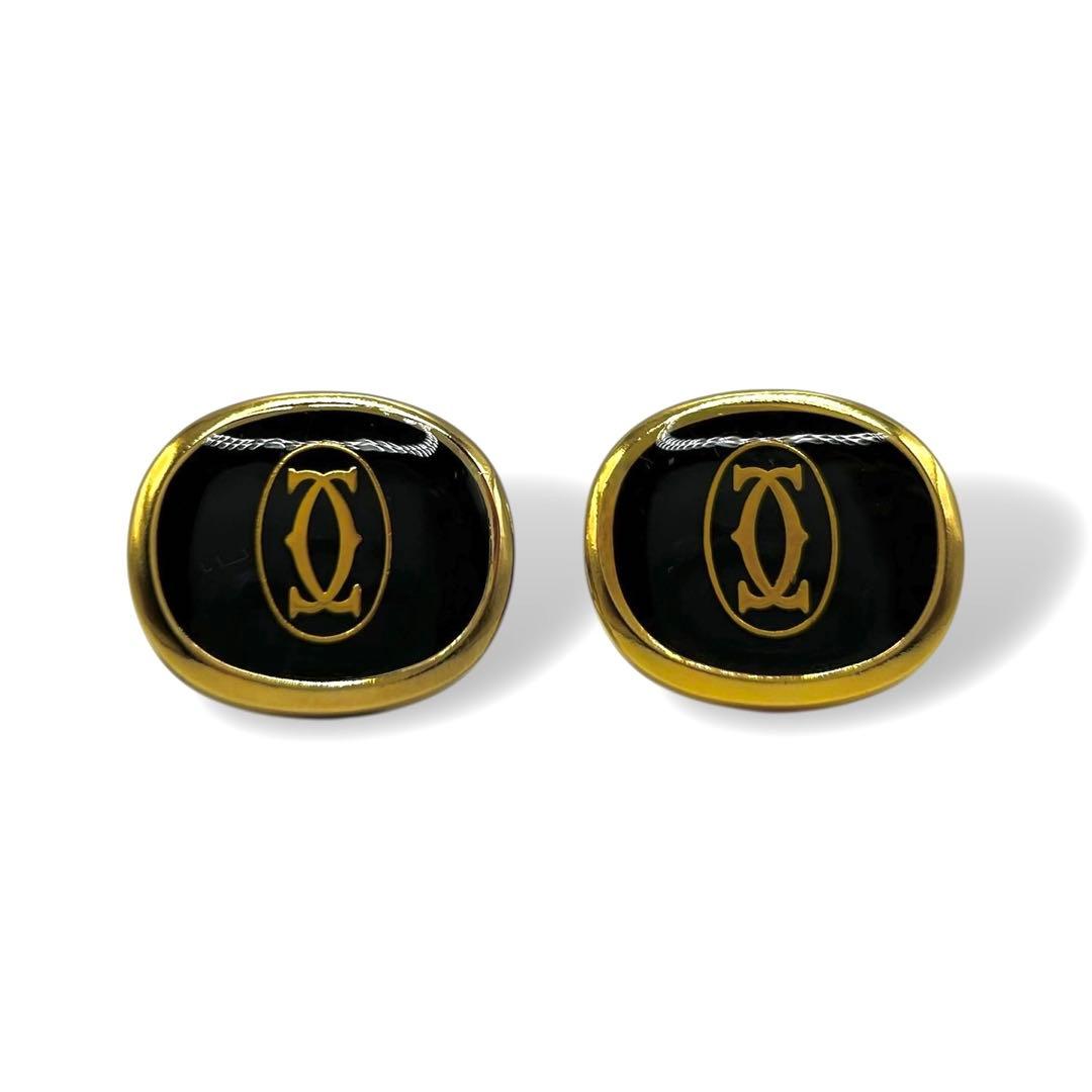 極美品✨️ Cartierカルティエ 2Cロゴ オーバルクラシックカフス 金×黒