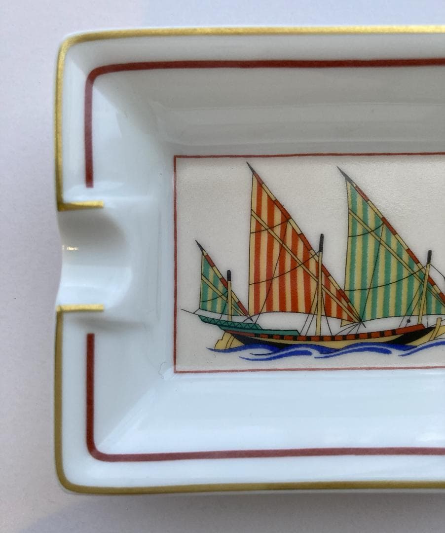 <新品>HERMES アッシュトレイ 帆船デザイン 灰皿 BOX付き