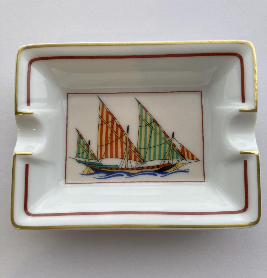 <新品>HERMES アッシュトレイ 帆船デザイン 灰皿 BOX付き