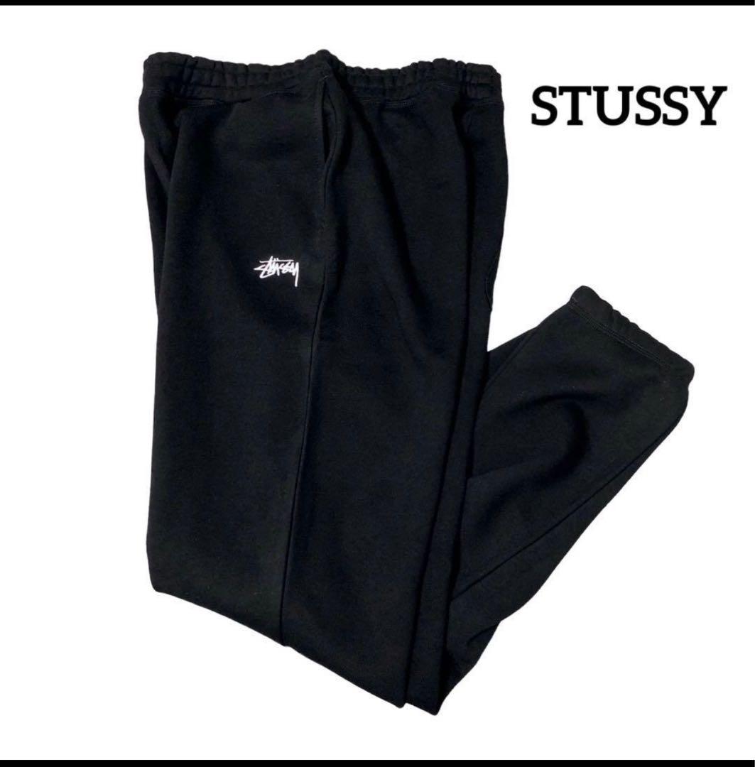 STUSSY ステューシー ストックロゴ スウェットパンツ ブラック L