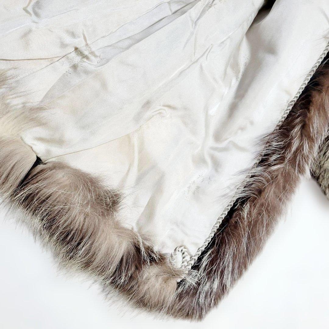 【美品】最高級 シルバーフォックス　毛皮コート　毛量◎　ゴージャス　ブラウン杢系