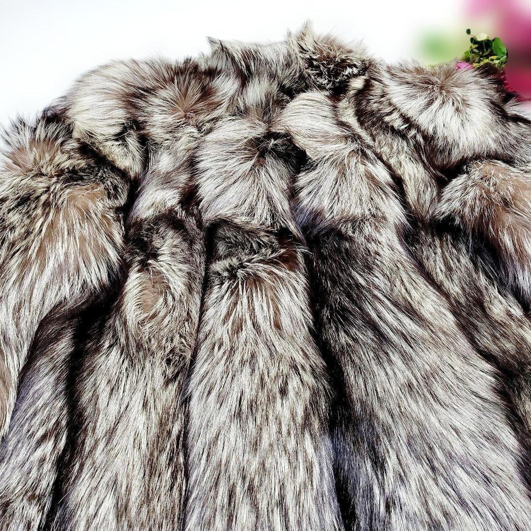 【美品】最高級 シルバーフォックス　毛皮コート　毛量◎　ゴージャス　ブラウン杢系