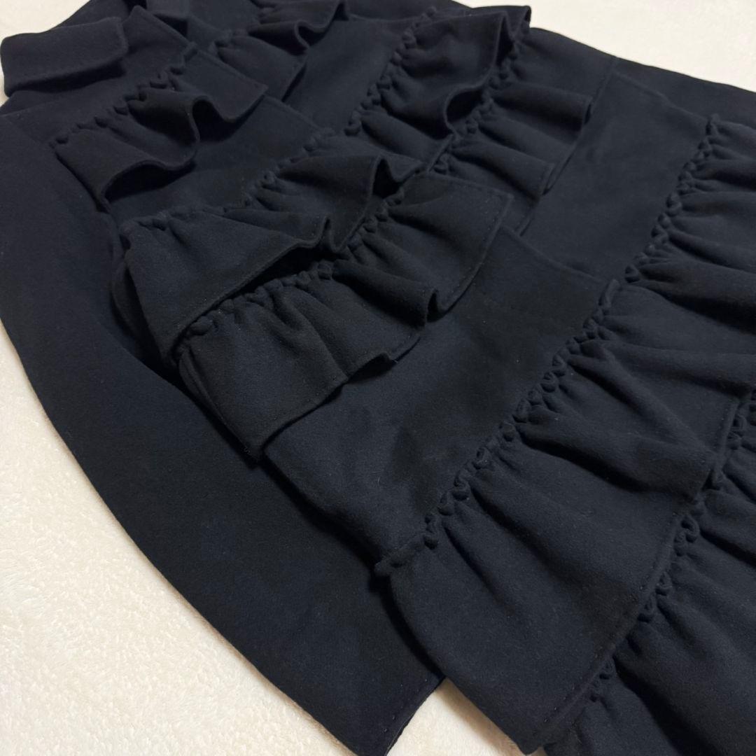 美品 ボーダーズアットバルコニー ラッフルコート フリル SUPER140ウール