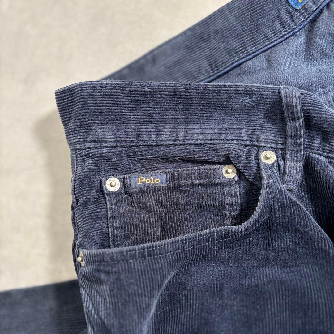 古着 00s〜 ラルフローレン コーデュロイ パンツ ワイド ネイビー タロン