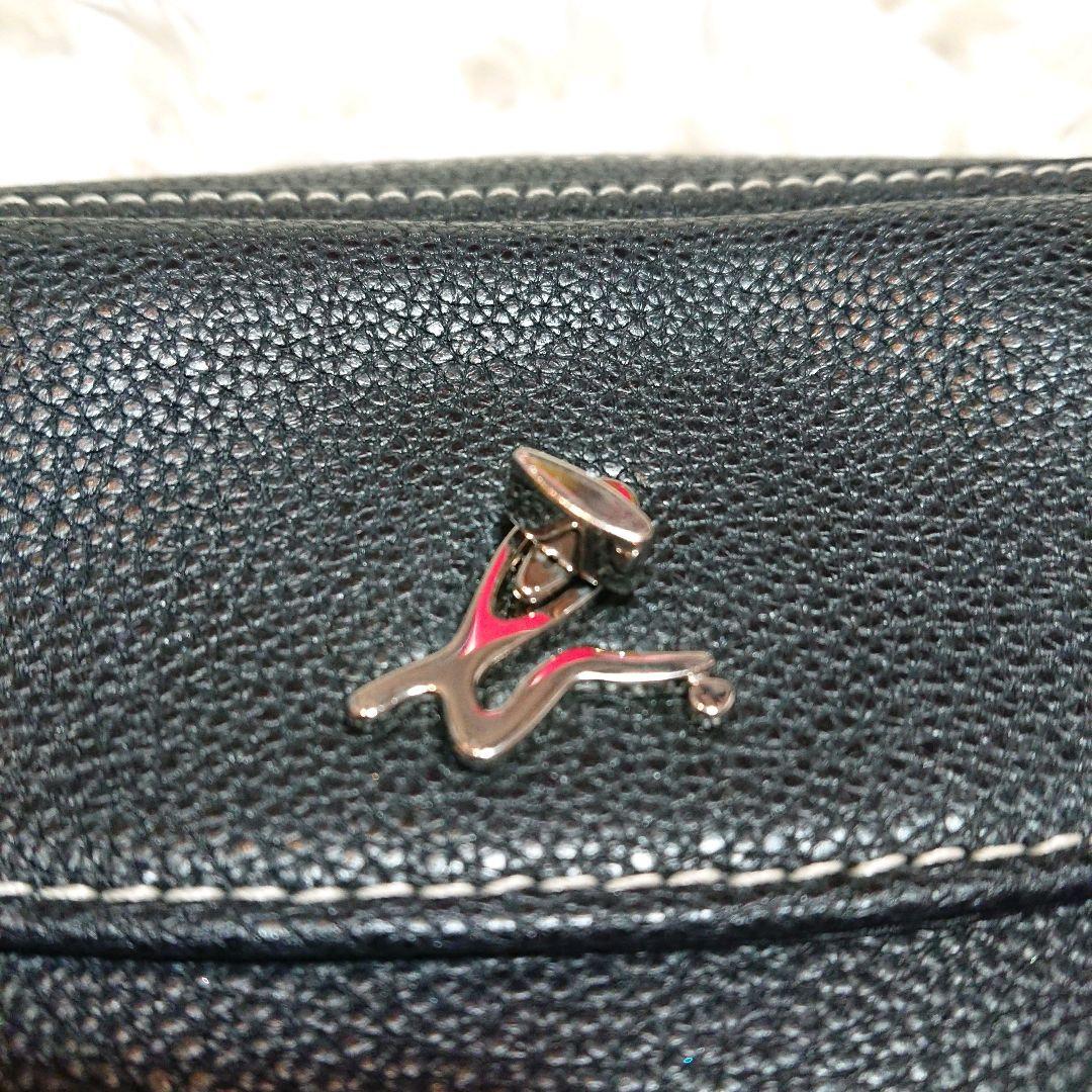 美品　アニエスべー　ショルダーバッグ ターンロック　レザー　黒　ステッチ