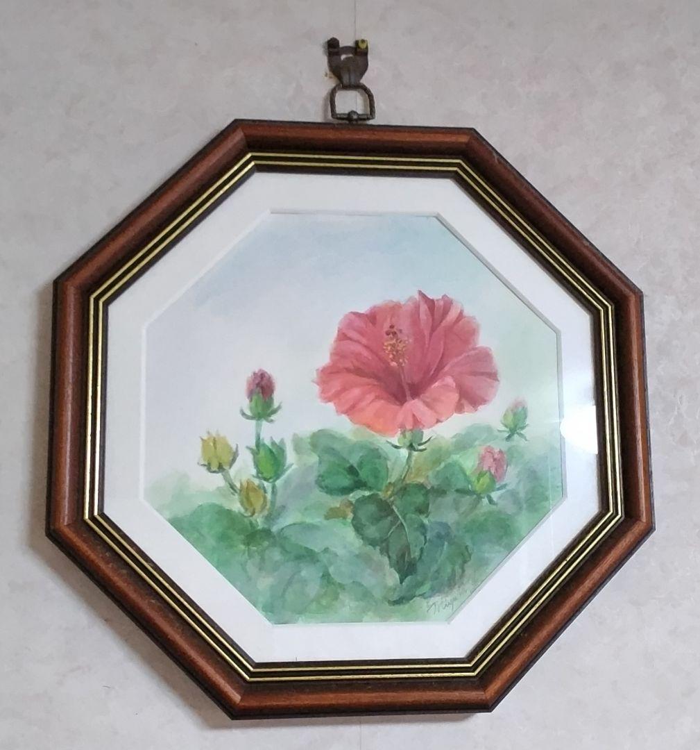 ハイビスカス。画家の作品、古典画水彩、最終値下げ。