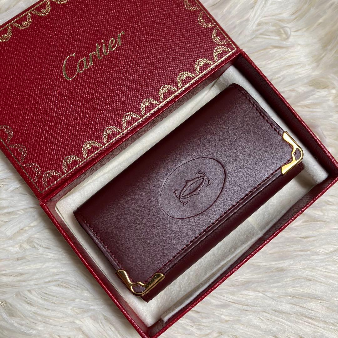 【未使用】 カルティエ キーケース マストライン ボルドー