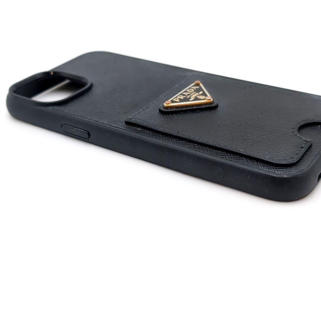 PRADA　プラダ　iPhone14PLUSケース　トライアングル　三角ロゴ　黒