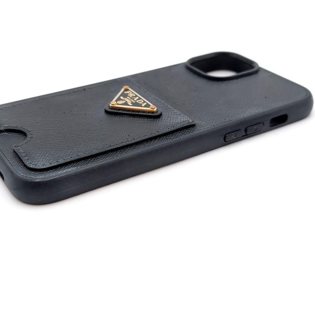 PRADA　プラダ　iPhone14PLUSケース　トライアングル　三角ロゴ　黒