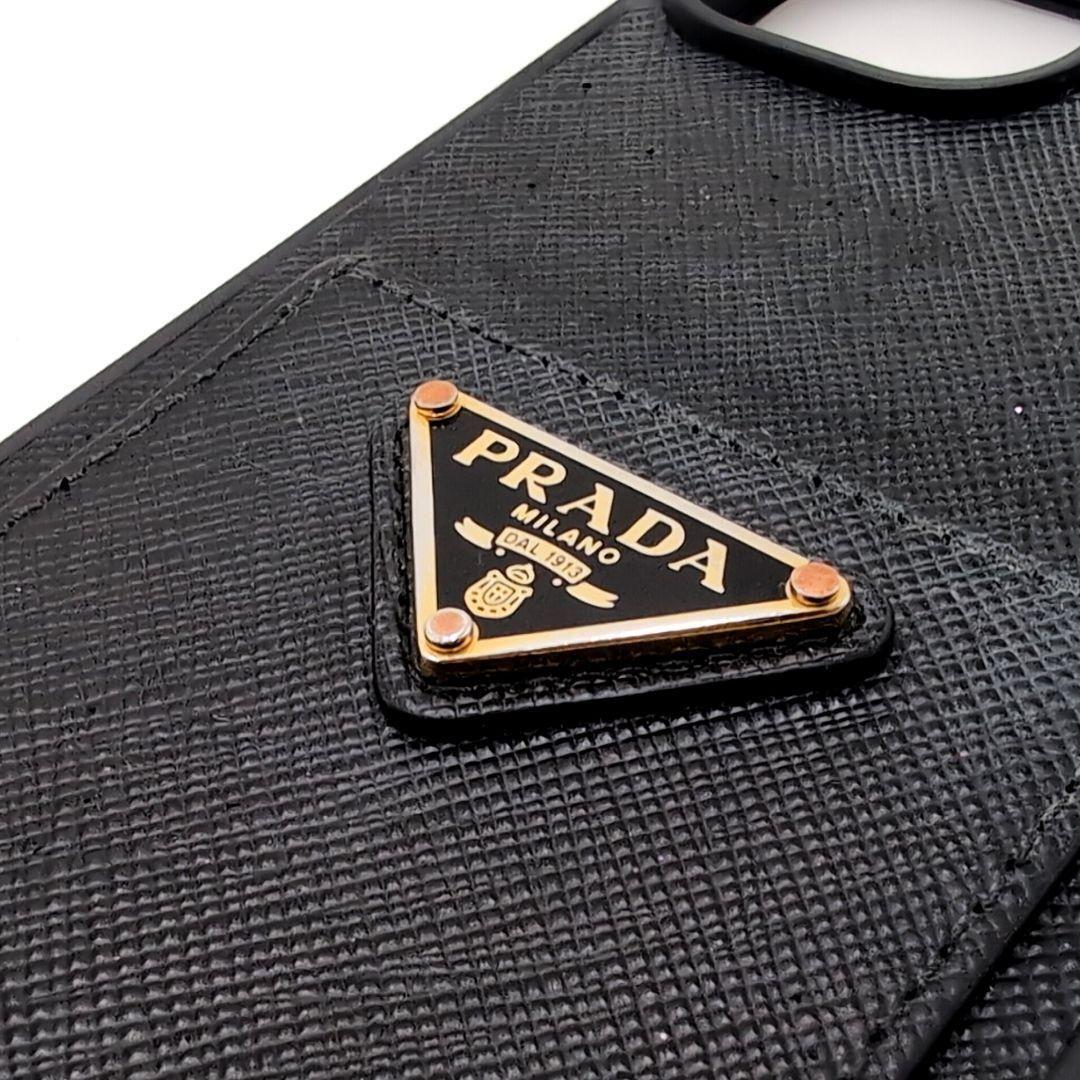 PRADA　プラダ　iPhone14PLUSケース　トライアングル　三角ロゴ　黒