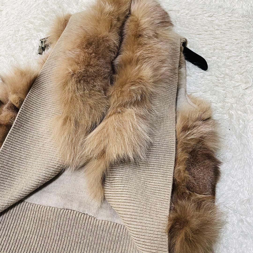 極美品◆ダブルスタンダードクロージング　ファー付きニットベスト　ブルーフォックス