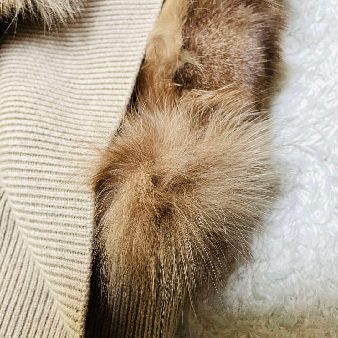 極美品◆ダブルスタンダードクロージング　ファー付きニットベスト　ブルーフォックス