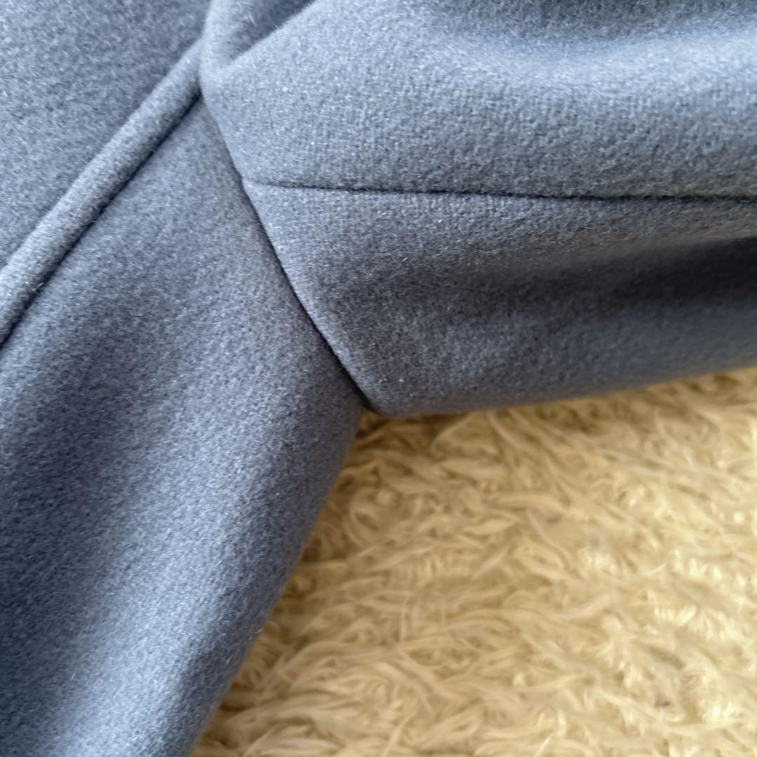 美品　マッキントッシュフィロソフィー　メルトンステンカラーコート　青　カシミヤ