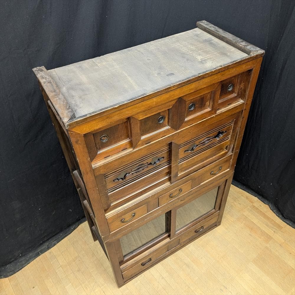 昭和レトロ　水屋箪笥　食器棚　飾り棚　本棚　キャビネット　茶箪笥　収納棚　茶棚