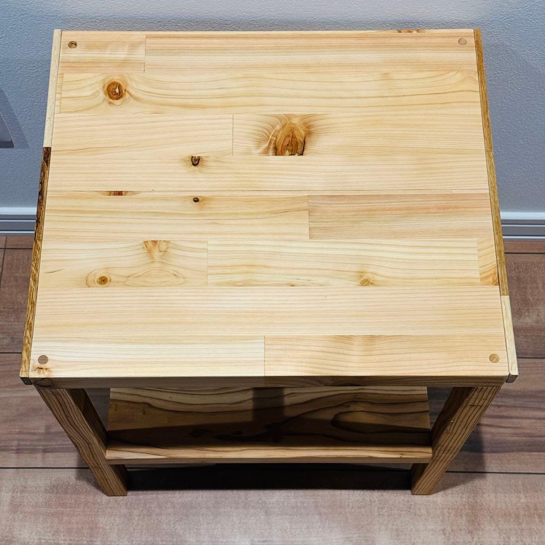 ナチュラルウッドサイドテーブル/天然木製/杉無垢材/桧材/北欧/プランターラック