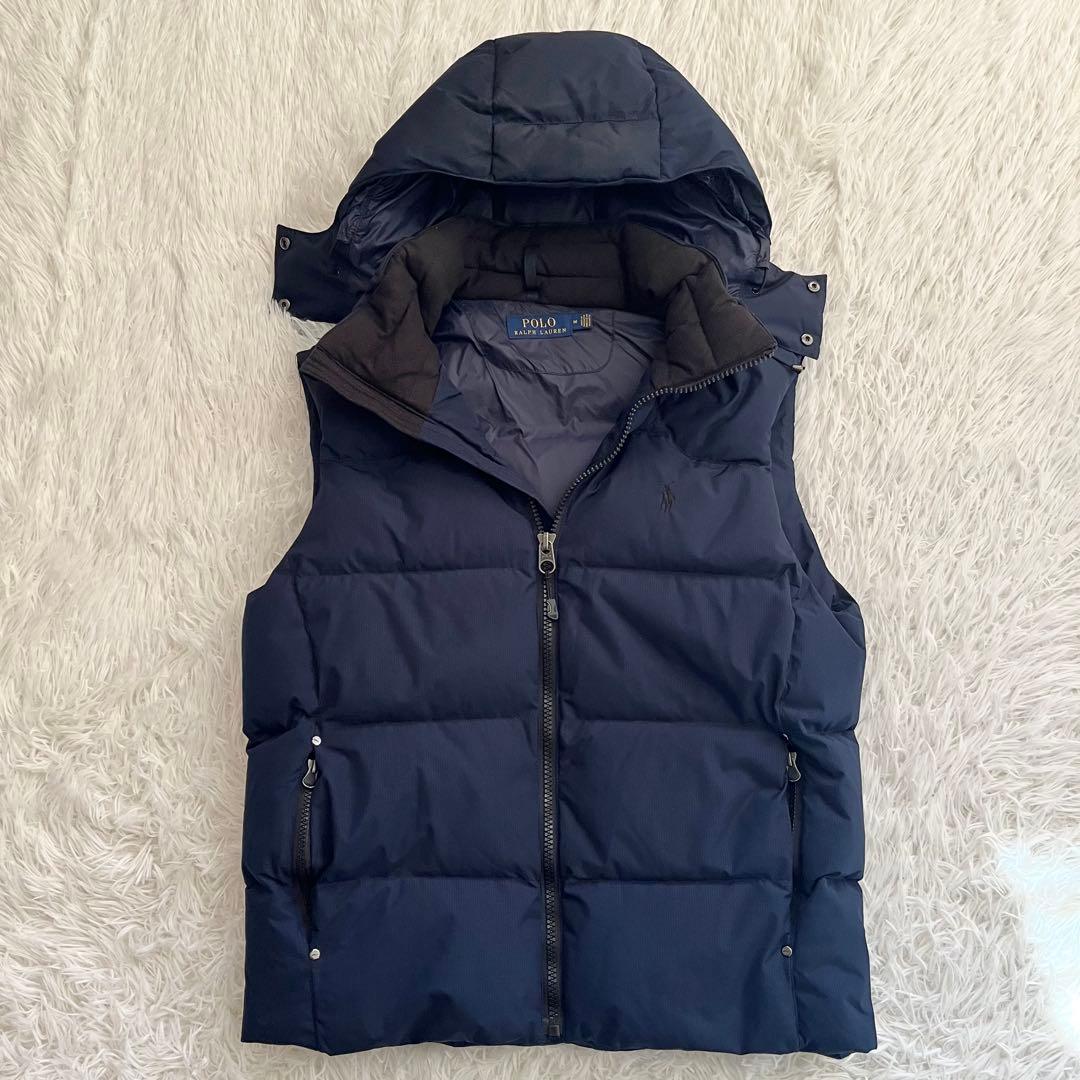 良品✨ ポロラルフローレン ダウンベスト フード付き 2way ポニー刺繍 M