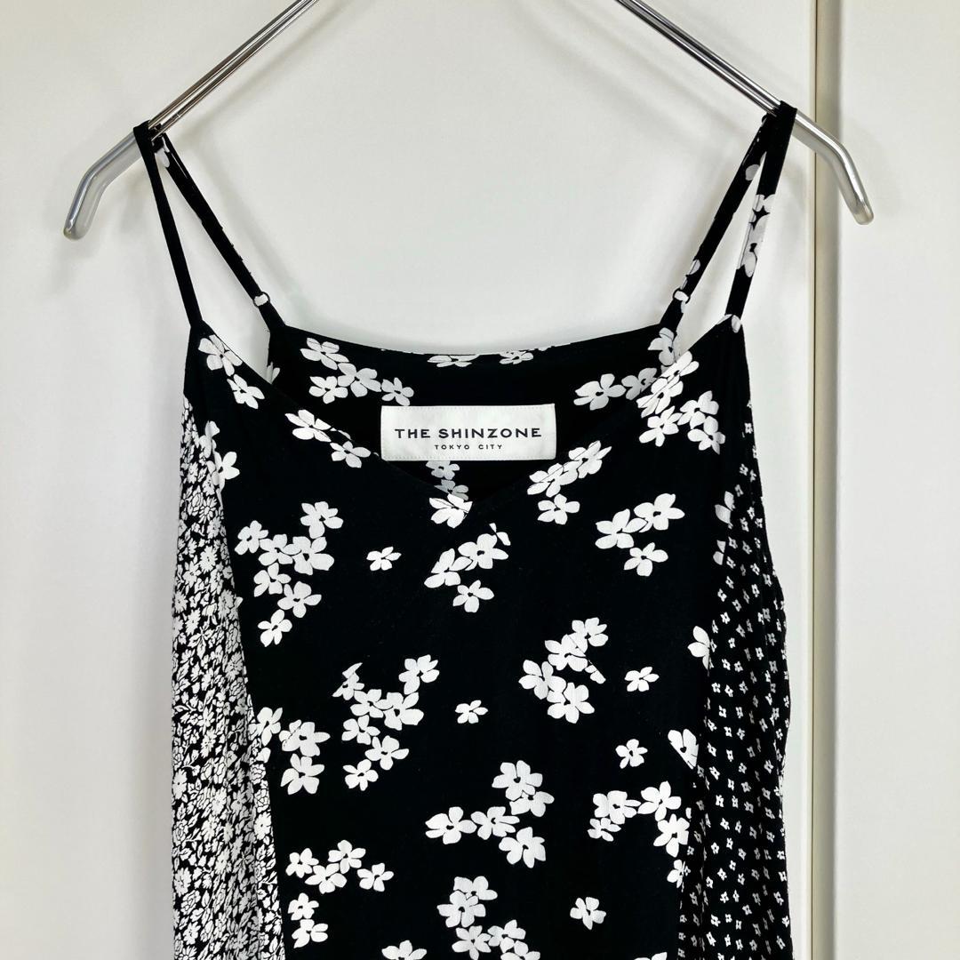 23SS シンゾーン PATCHED OP ブラック サイズ36 花柄ワンピース
