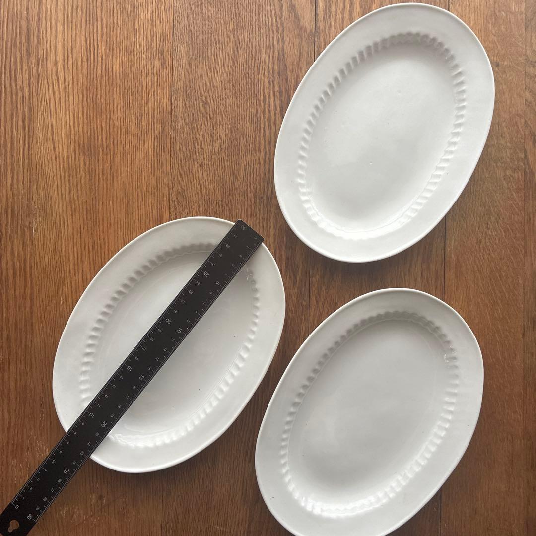 新品未使用 加藤かずみ 白磁楕円形皿M 3枚セット