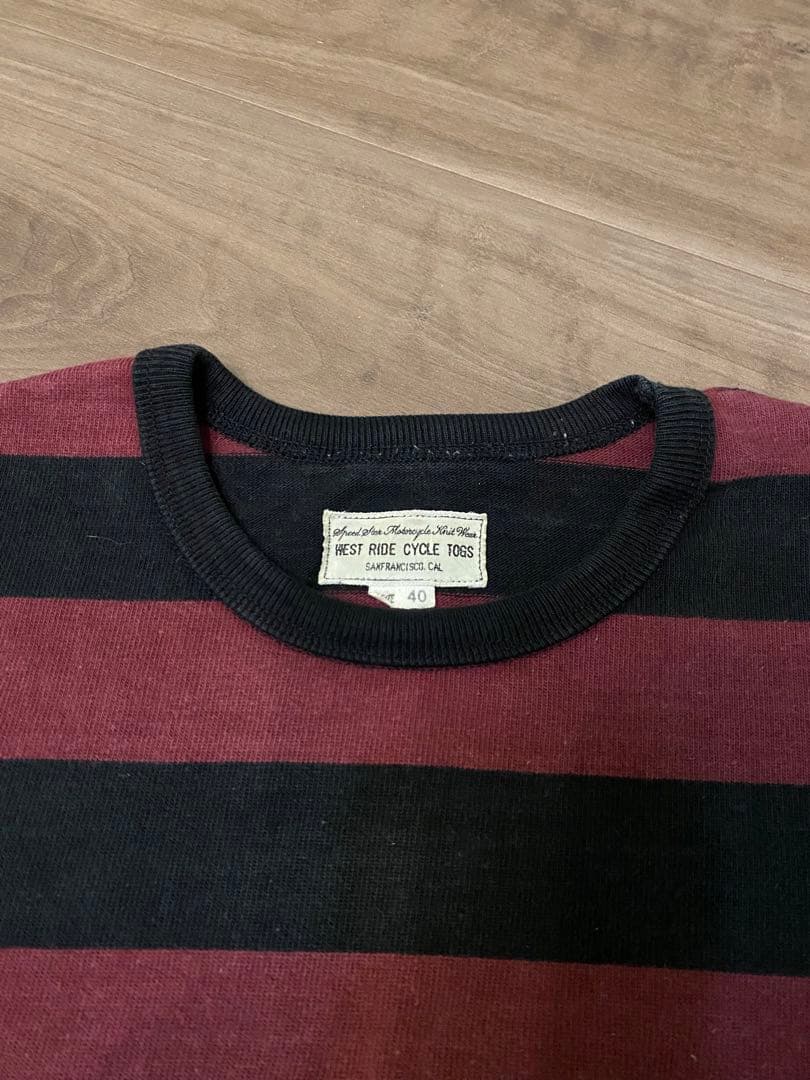 サイズ40 WESTRIDE 極厚ボーダー ロングTシャツ ヘビーウエイト