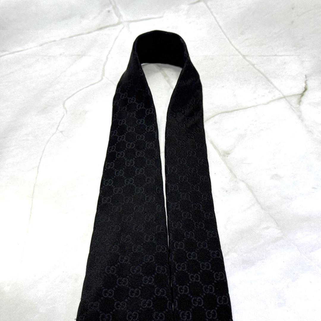 ☆即発 GUCCI ネクタイ GG柄 オールブラック 黒 ジャガード 伊製 美品