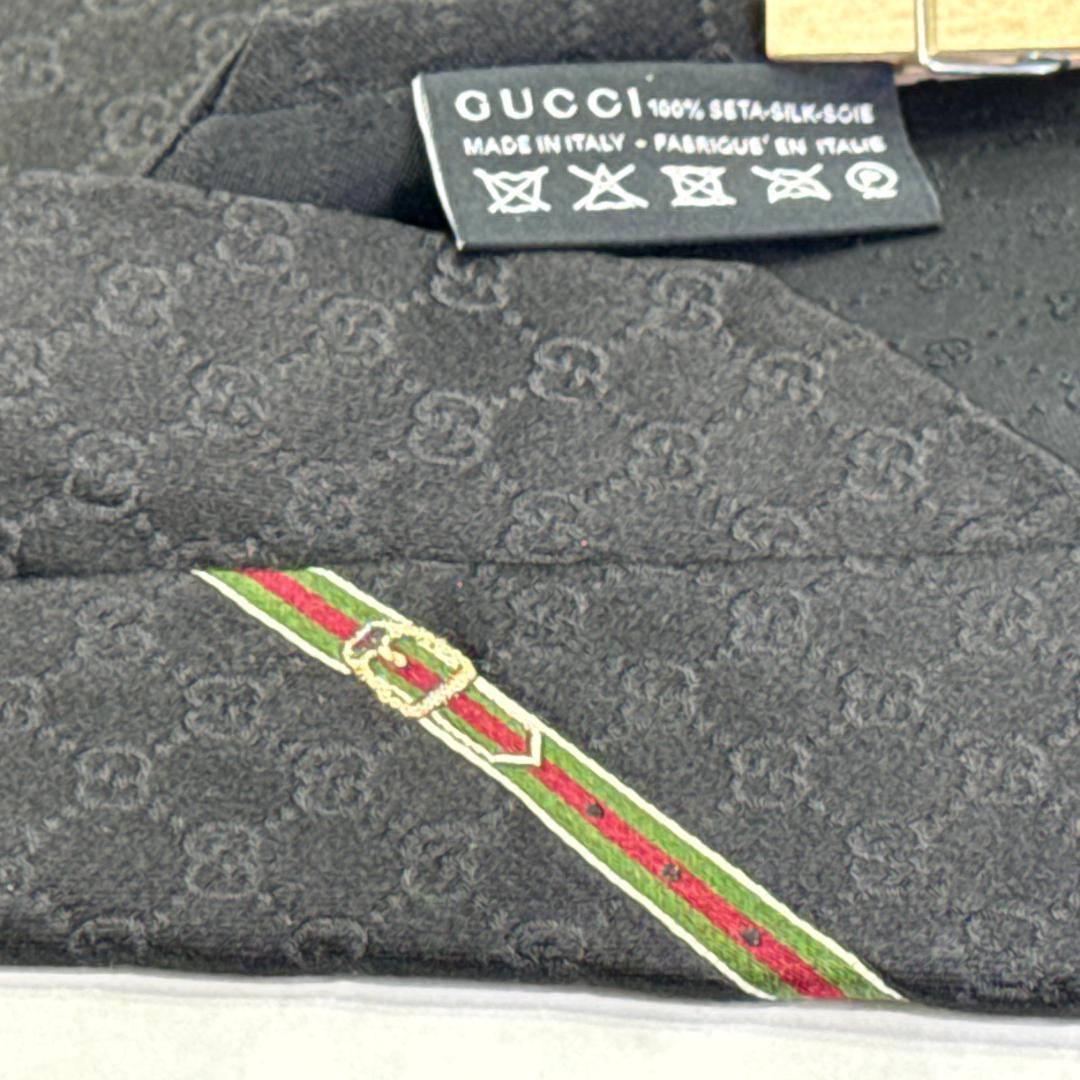 ☆即発 GUCCI ネクタイ GG柄 オールブラック 黒 ジャガード 伊製 美品