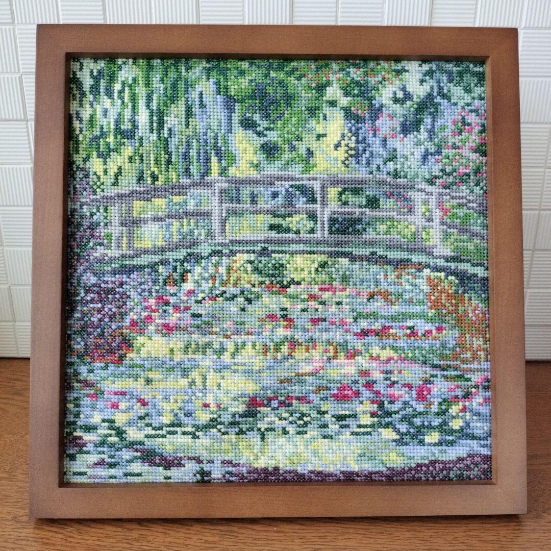 【完成品】ホビーラホビーレ クロスステッチ 睡蓮の池