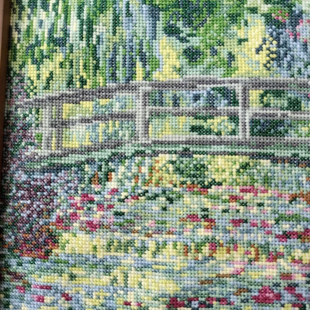 【完成品】ホビーラホビーレ クロスステッチ 睡蓮の池