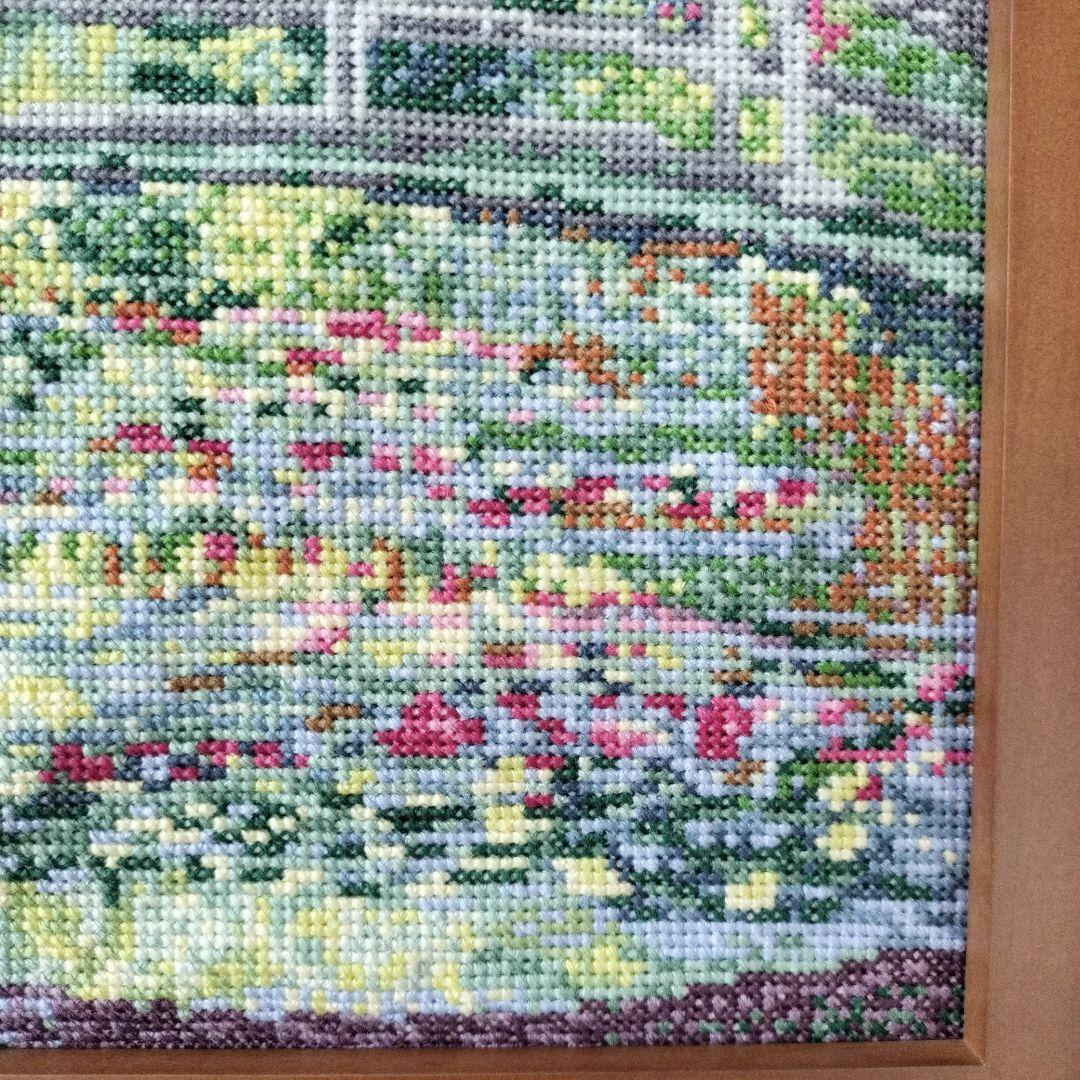 【完成品】ホビーラホビーレ クロスステッチ 睡蓮の池