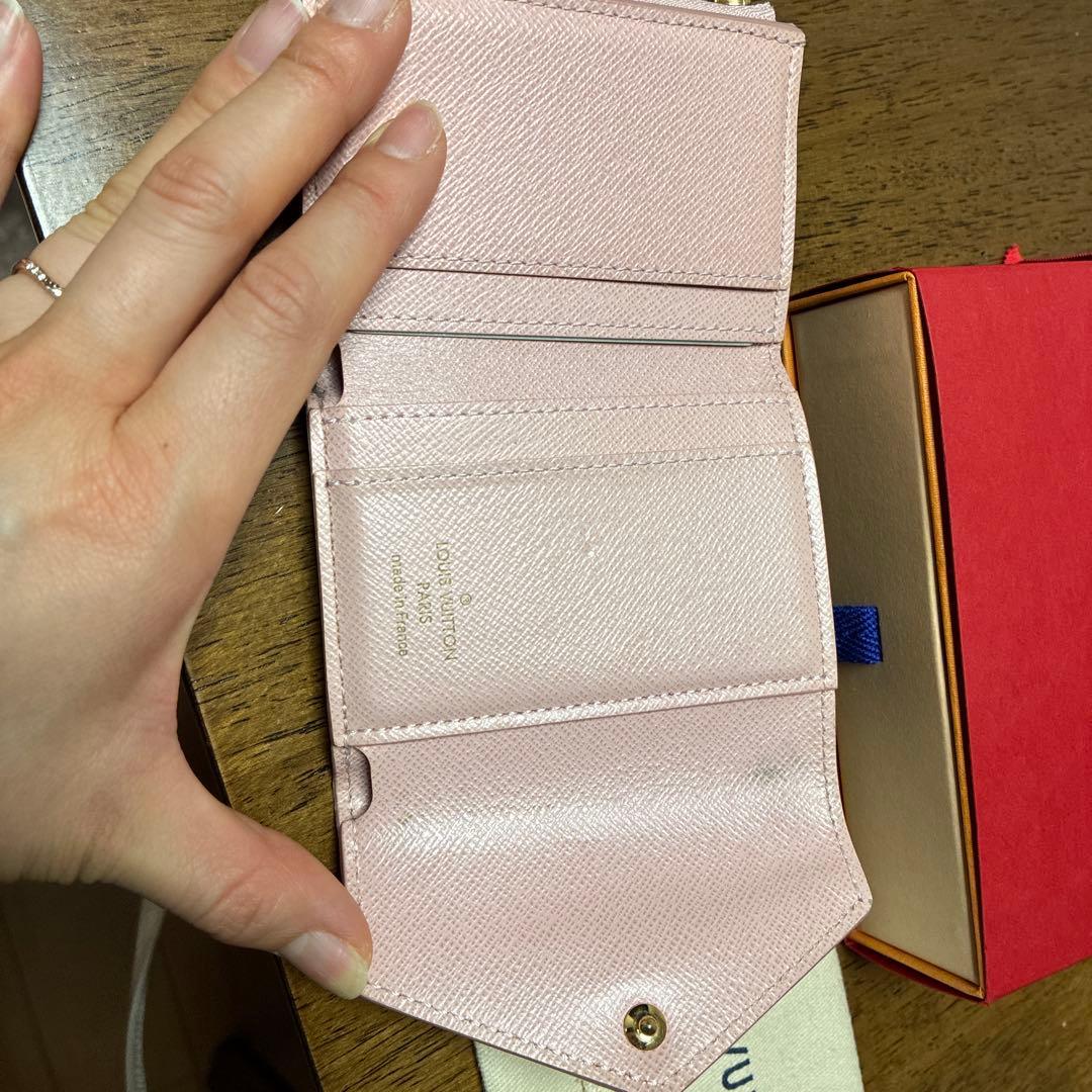 LOUIS VUITTON 三つ折り財布 ピンク チェック柄