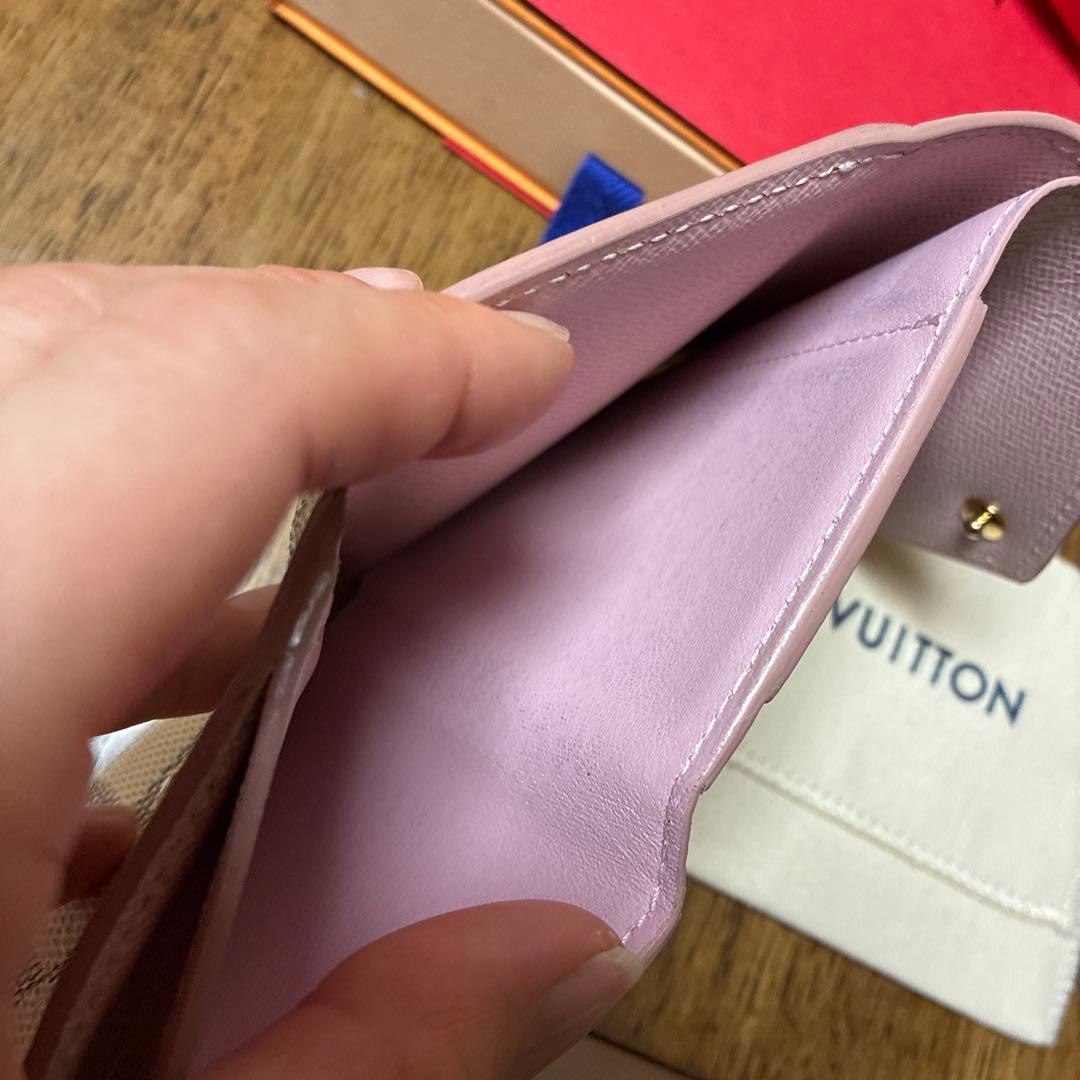 LOUIS VUITTON 三つ折り財布 ピンク チェック柄