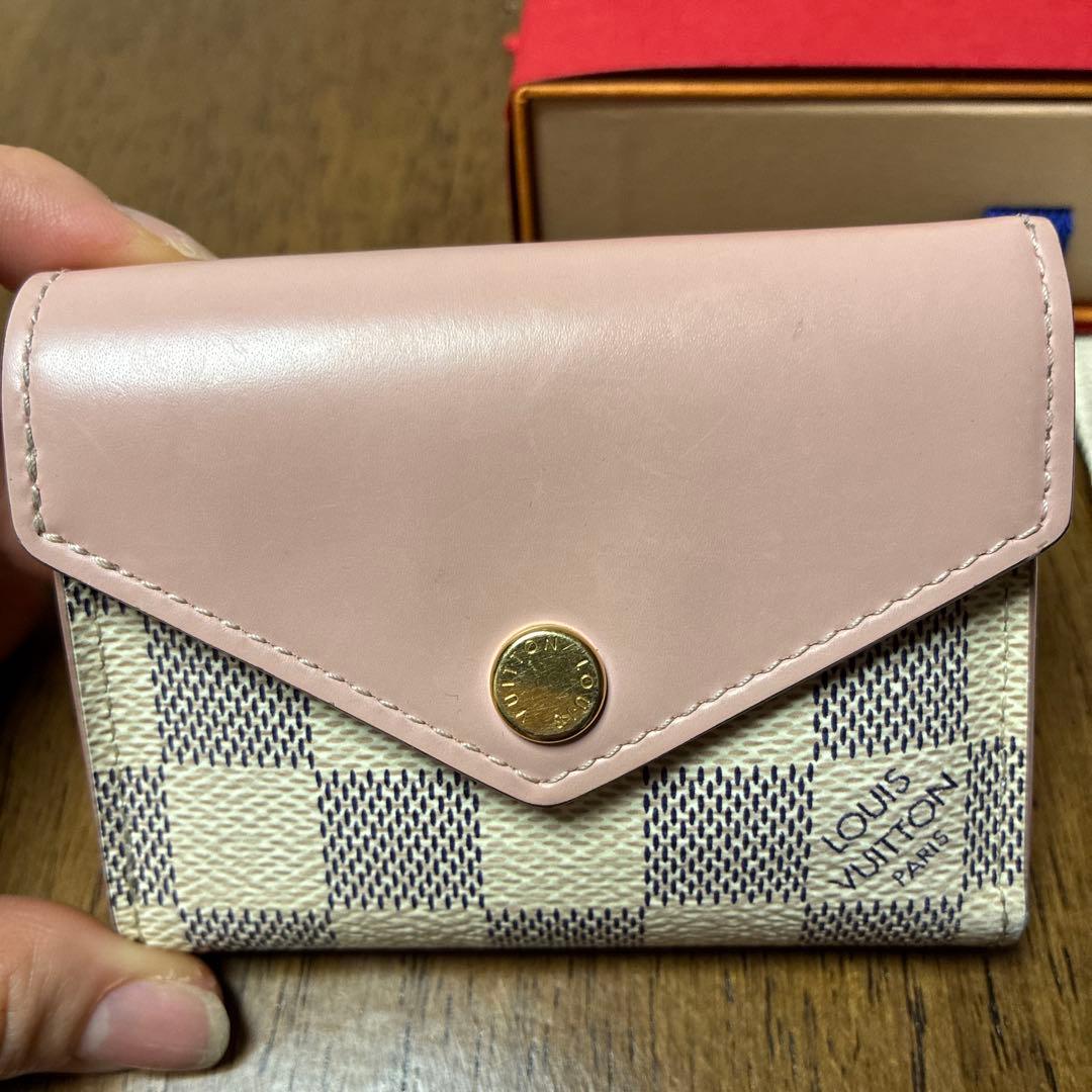 LOUIS VUITTON 三つ折り財布 ピンク チェック柄