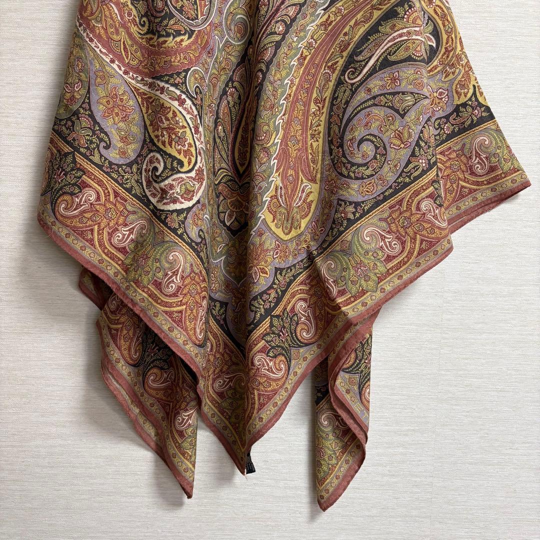 ETRO エトロ 大判 ストール ペイズリー 正方形 シルク ウール