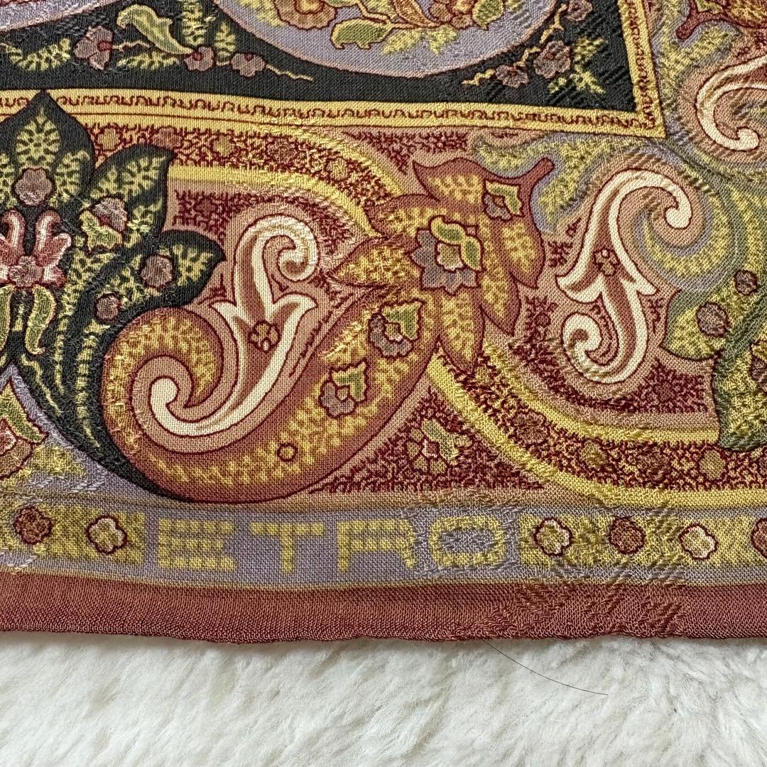 ETRO エトロ 大判 ストール ペイズリー 正方形 シルク ウール