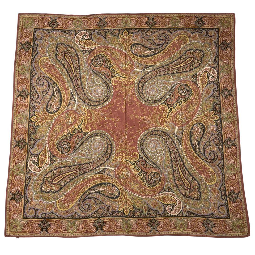 ETRO エトロ 大判 ストール ペイズリー 正方形 シルク ウール