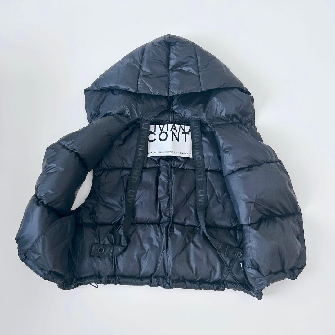 LIVIANACONTI　40　フーデットベスト　ダウンベスト　ブラック