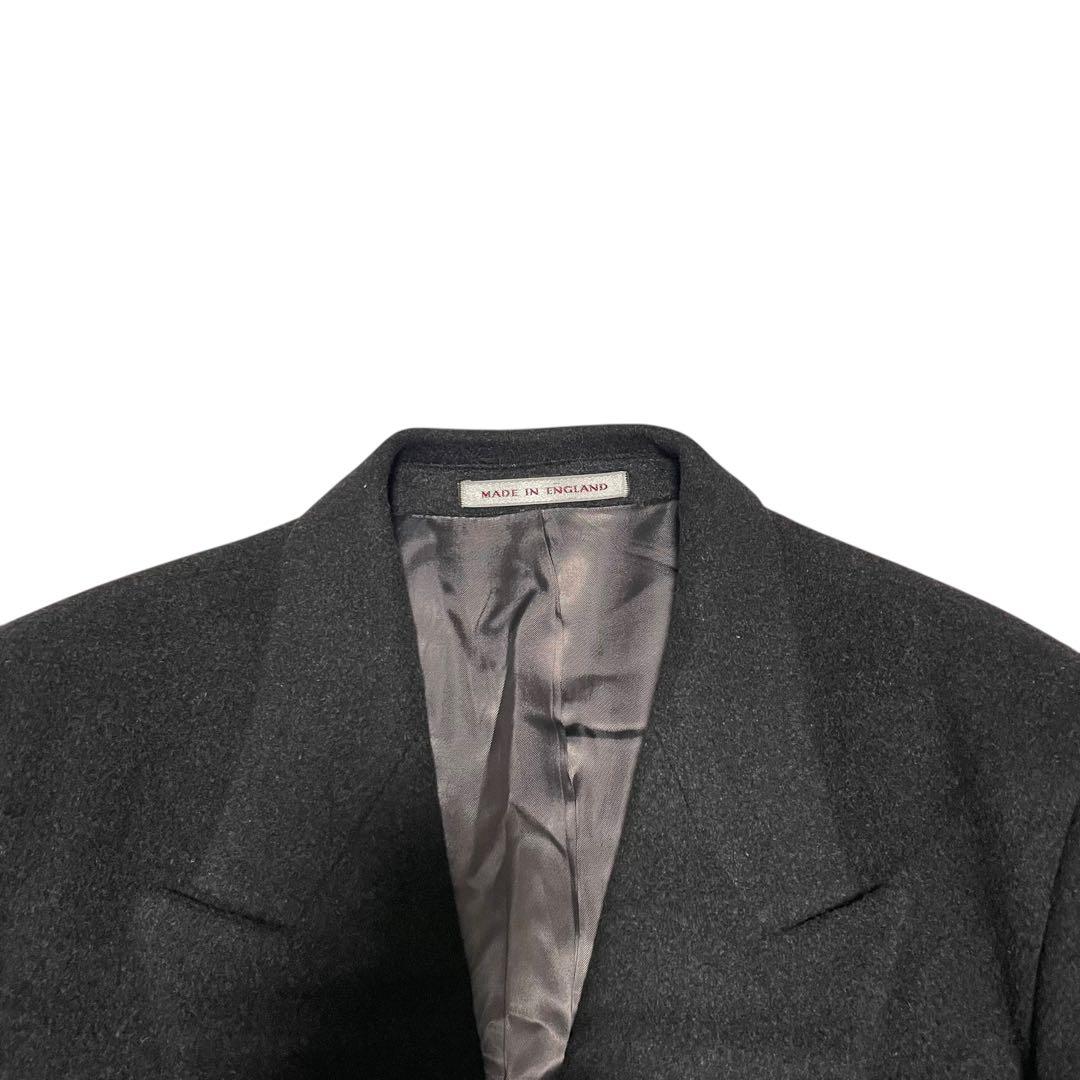 【カシミヤ100%×イングランド製】マキシ丈ダブルチェスターコート チャコールL