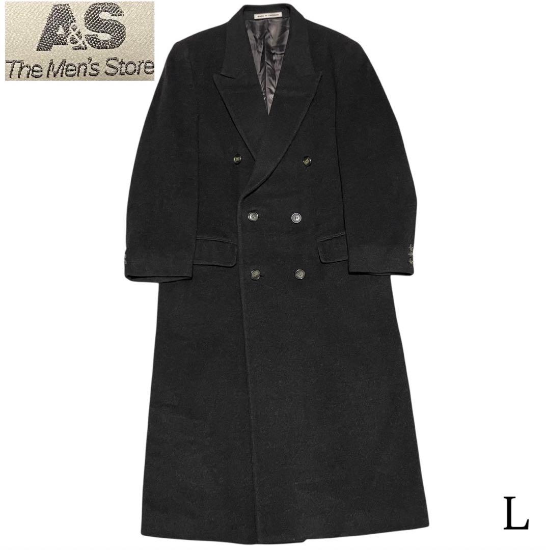 【カシミヤ100%×イングランド製】マキシ丈ダブルチェスターコート チャコールL