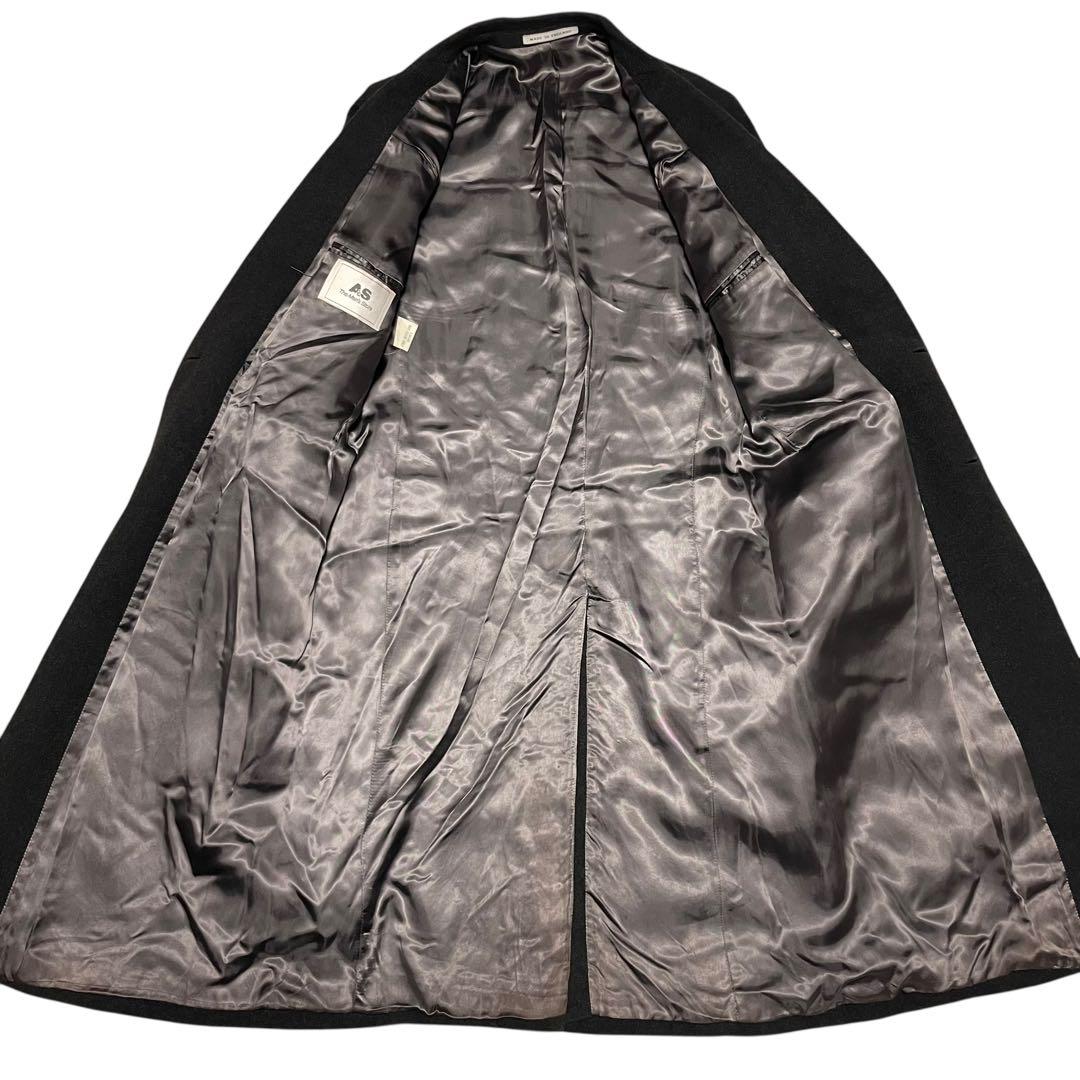 【カシミヤ100%×イングランド製】マキシ丈ダブルチェスターコート チャコールL